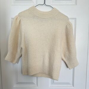 Women's Cream Half-Sleeve Sweater